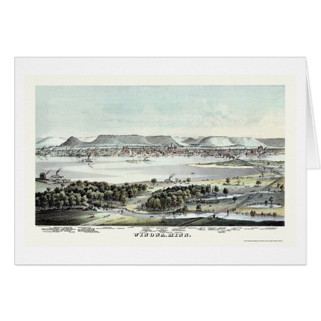Winona, panoramische Karte Mangans - 1874 (Vorderseite (Horizontal))
