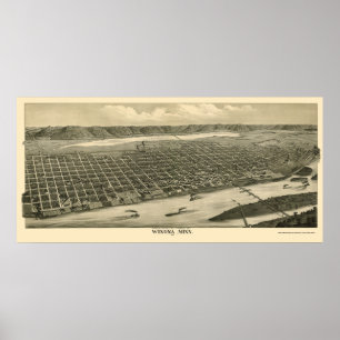 Winona, panoramische Karte Mangans - 1889 Poster