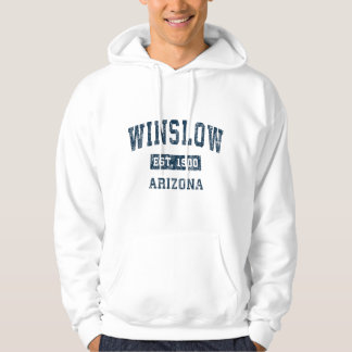 Winslow Arizona AZ Vintage Sportdesign Navy Prin Hoodie