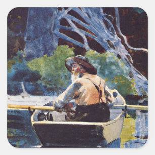 Winslow Homer - Adirondack-Führer Quadratischer Aufkleber