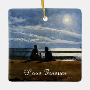 Winslow Homer Aquarell, Mondlicht, Liebe für immer Keramikornament