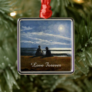 Winslow Homer Aquarell, Mondlicht, Liebe für immer Ornament Aus Metall