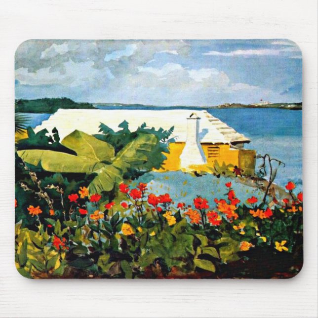 Winslow Homer: Blumengarten und Bungalow Mousepad (Vorne)