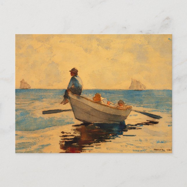 Winslow Homer Boys in einer Geschichte Postkarte (Vorderseite)