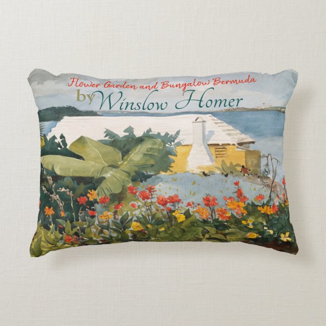 Winslow Homer Flower Garden und Bungalow Bermuda Dekokissen (Vorderseite)