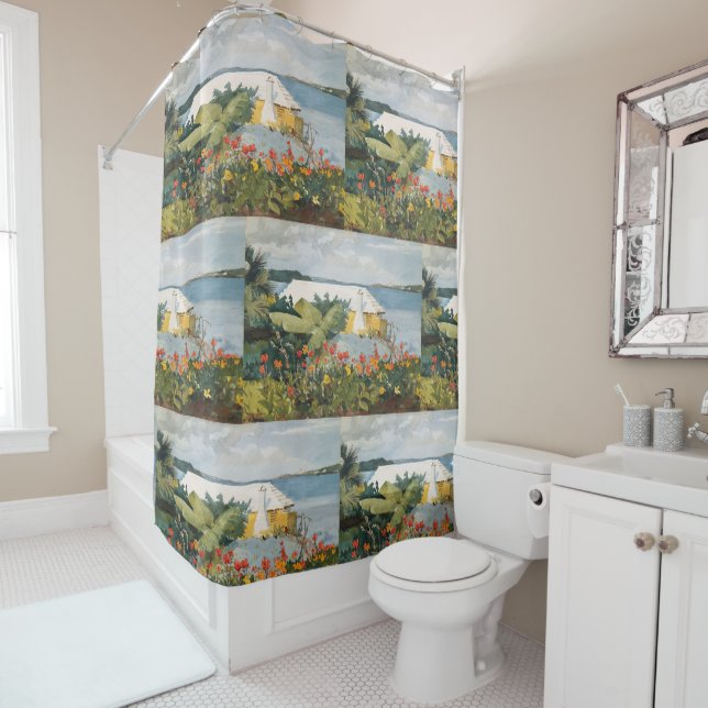 Winslow Homer Flower Garden und Bungalow Bermuda Duschvorhang (Beispiel)