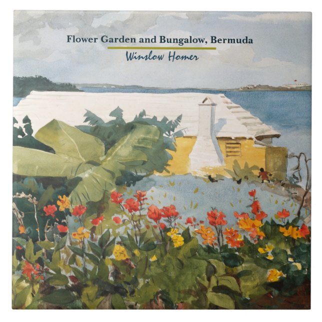Winslow Homer Flower Garden und Bungalow Bermuda Fliese (Vorderseite)