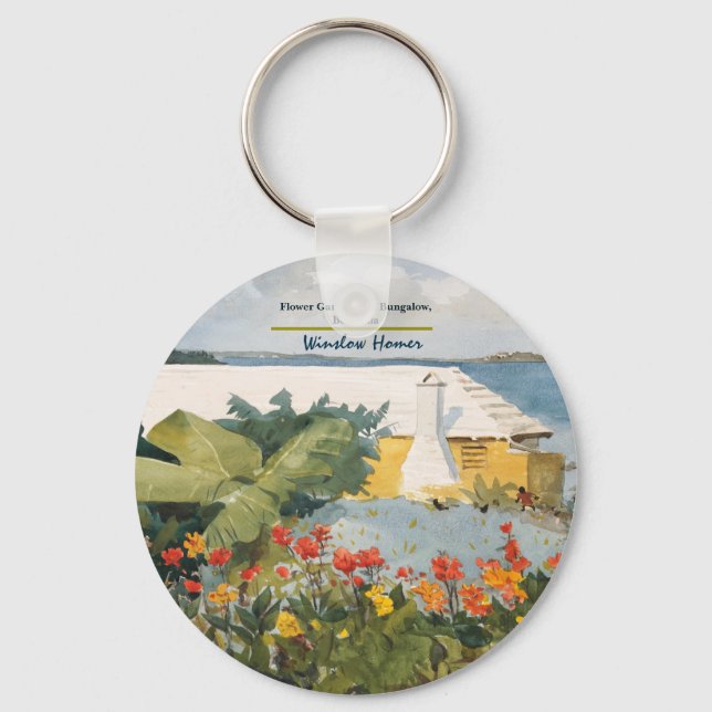 Winslow Homer Flower Garden und Bungalow Bermuda Schlüsselanhänger (Vorderseite)