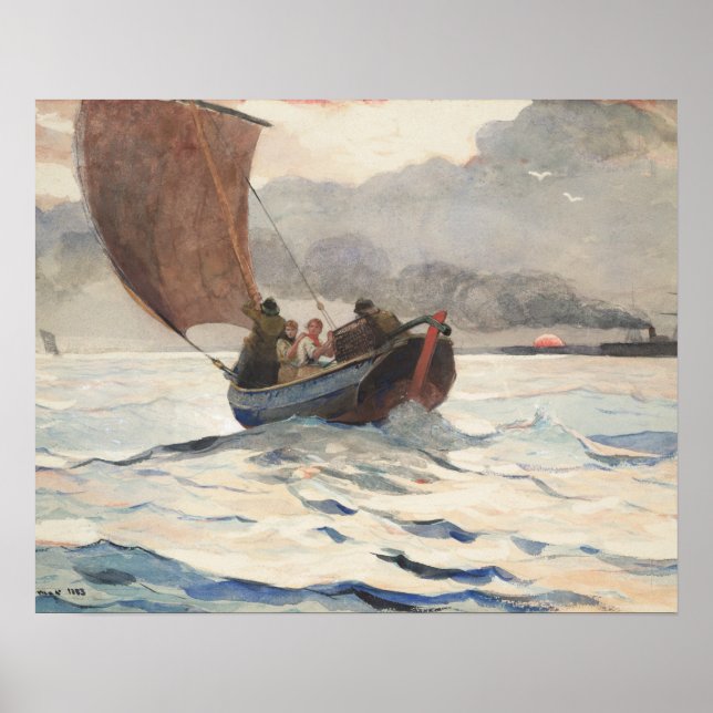 Winslow Homer - Rückkehr von Fischerbooten Poster (Vorne)