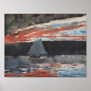 Winslow Homer - Schooner am Sonnenuntergang Poster