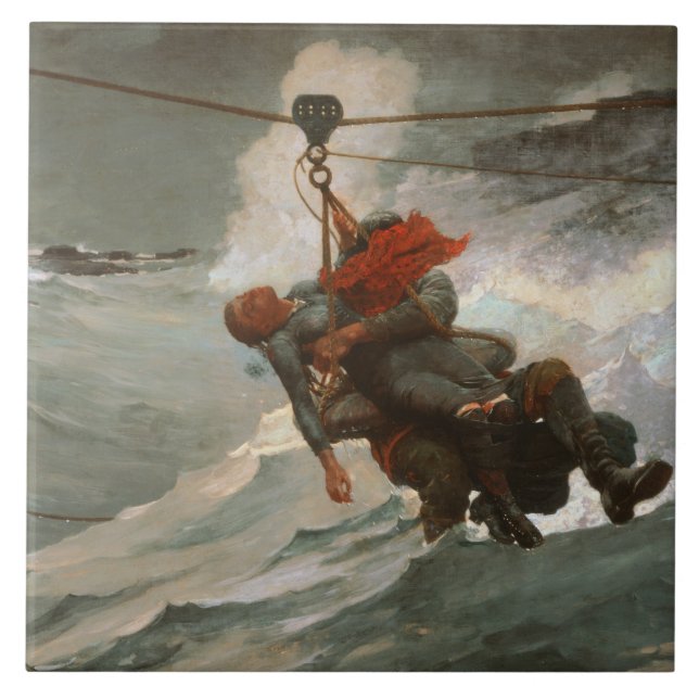 Winslow Homer - The Life Line Fliese (Vorderseite)