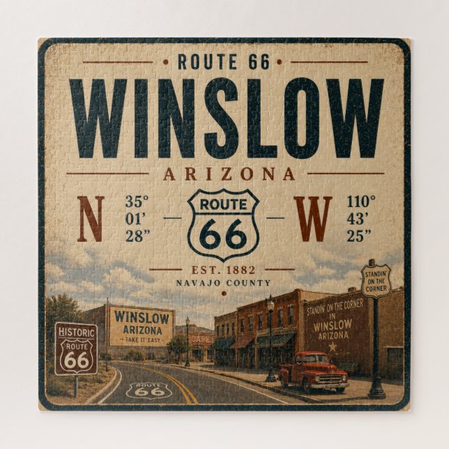 Winslow Wonder: Route 66 Retro-Kunst (Vertikal)