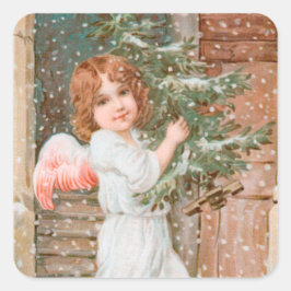 Winsome Angel mit Weihnachten Quadratischer Aufkleber