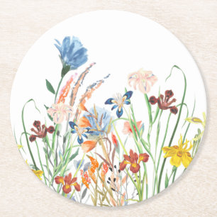 Winsome Wildblumen Hochzeit Runder Pappuntersetzer