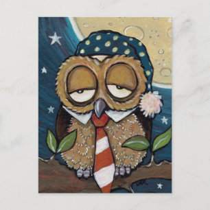 Winston   Carte postale Sleepy Business Owl Art