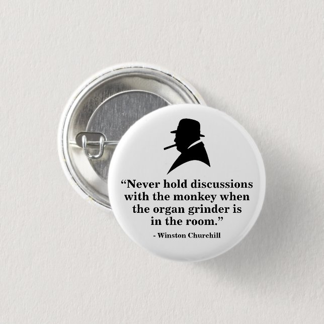 Winston Churchill Abzeichen - Zitat 16 Button (Vorne & Hinten)