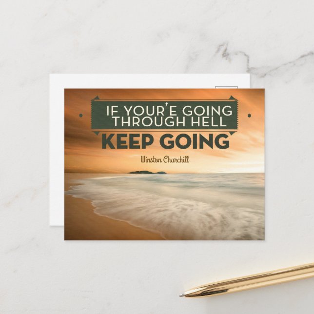 Winston Churchill Inspiration Zitat "Behalt Go" Postkarte (Vorderseite/Rückseite Beispiel)