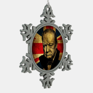 Winston Churchill Schneeflocken Zinn-Ornament
