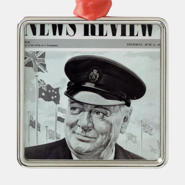 Winston Churchill Silbernes Ornament (Vorne)