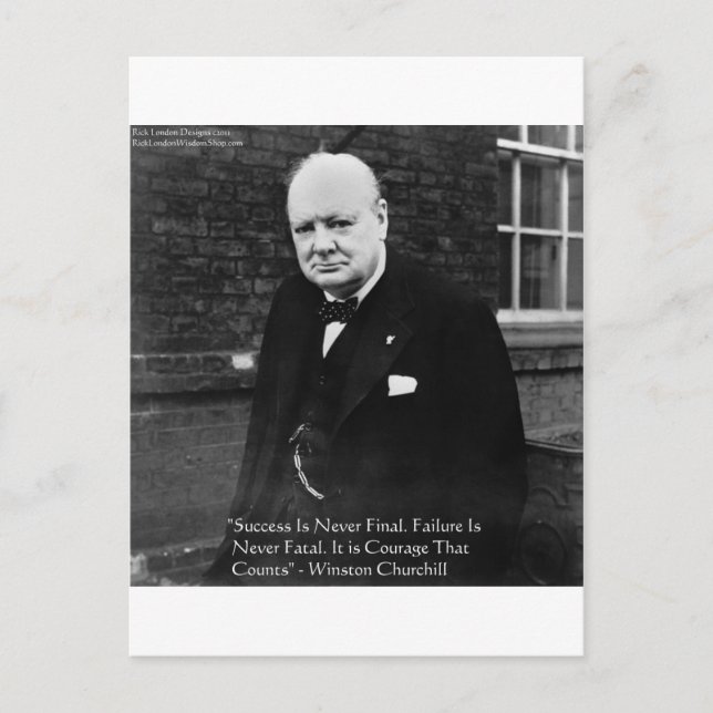 Winston Churchill "Success Never Final" Geschenke Postkarte (Vorderseite)