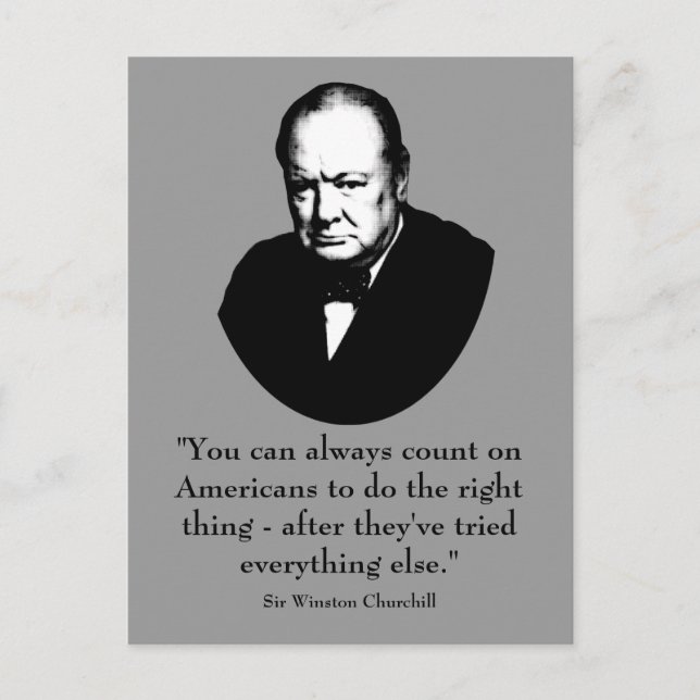 Winston Churchill und Funny Zitat Postkarte (Vorderseite)