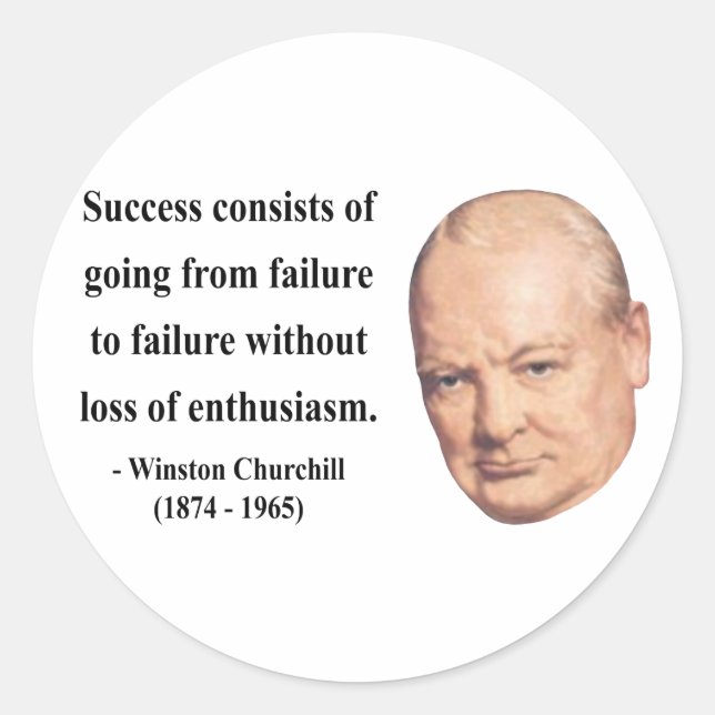 Winston Churchill Zitat 5b Runder Aufkleber (Vorderseite)