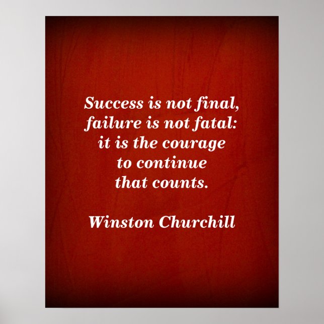 Winston Churchill Zitat; Erfolg Poster (Vorne)