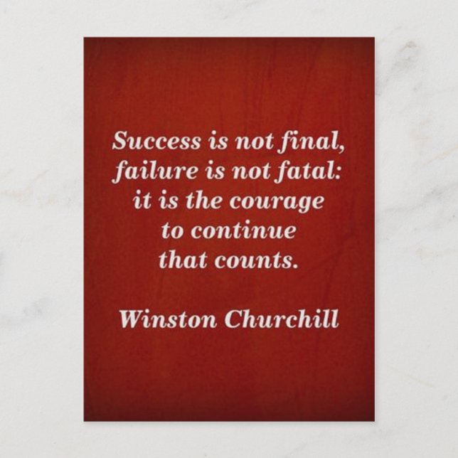 Winston Churchill Zitat; Erfolg Postkarte (Vorderseite)