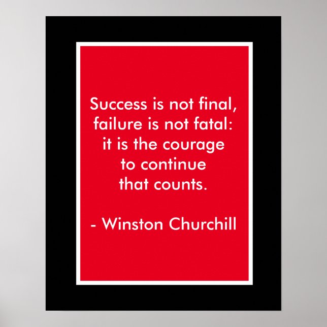 Winston Churchill Zitat; Erfolgspender Poster (Vorne)