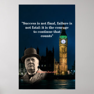 Winston Churchill Zitat über Mut Poster