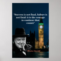Winston Churchill Zitat über Mut Poster