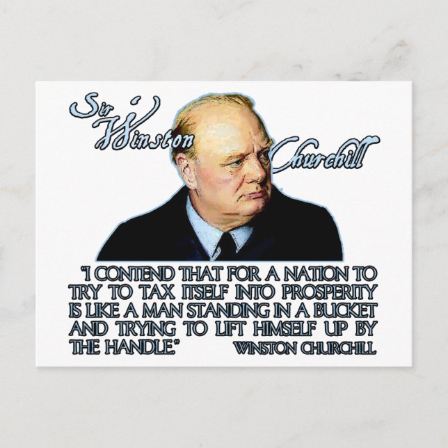 Winston Churchill Zitat zur Besteuerung Postkarte (Vorderseite)