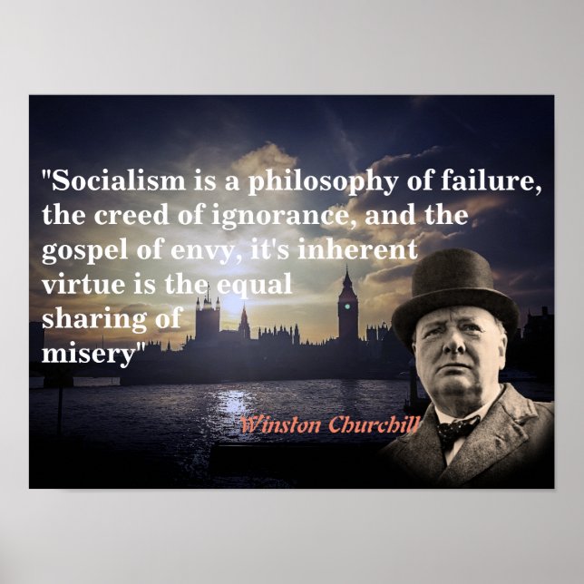Winston Churchill zitiert zum Sozialismus Poster (Vorne)