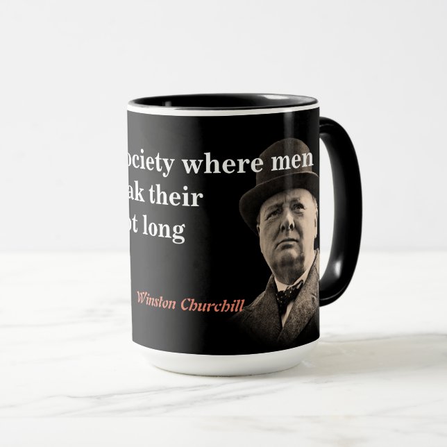 Winston Churchill zitiert zur freien Rede Tasse (VorderseiteRechts)