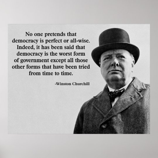 Winston Churchilldemokratie Zitat Poster Zazzle Ch