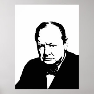 Winston Churchillschwarzweiss-vektorkunst Poster