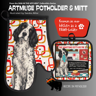 WINSTON English Setter  Topflappen und Untersetzer Ofenhandschuh & Topflappen-Set