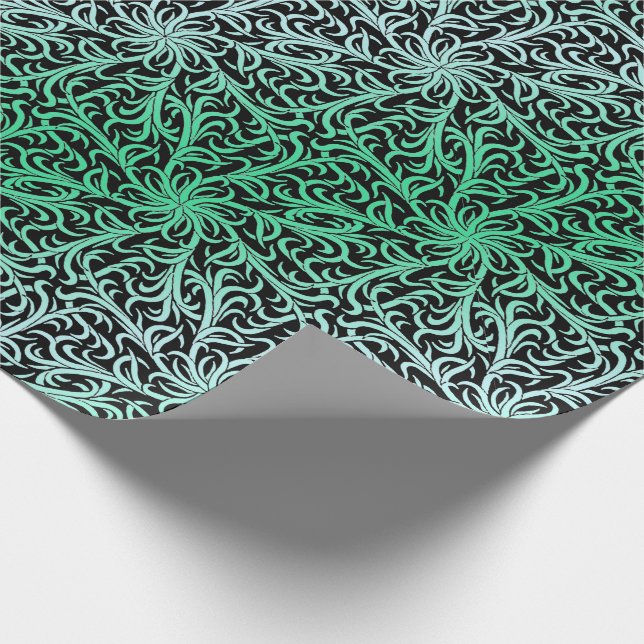 Winston Forest Green und Black Geschenkpapier (Ecke)