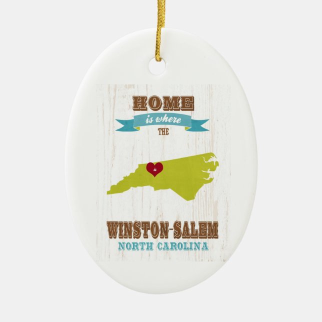 Winston Salem, Nord-Carolina Karte - Zuhause ist Keramik Ornament (Vorne)