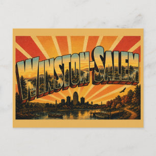 Winston-Salem North Carolina Fluss See Wald Kunst Postkarte