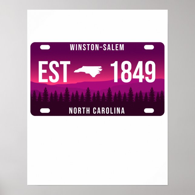 Winston-salem North Carolina Lizenzschild Poster (Vorne)