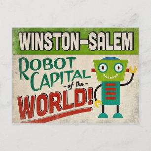 Winston-Salem North Carolina Roboter - Lustige Vin Postkarte