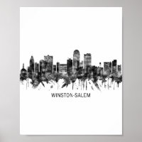Winston-Salem North Carolina Skyline BW
