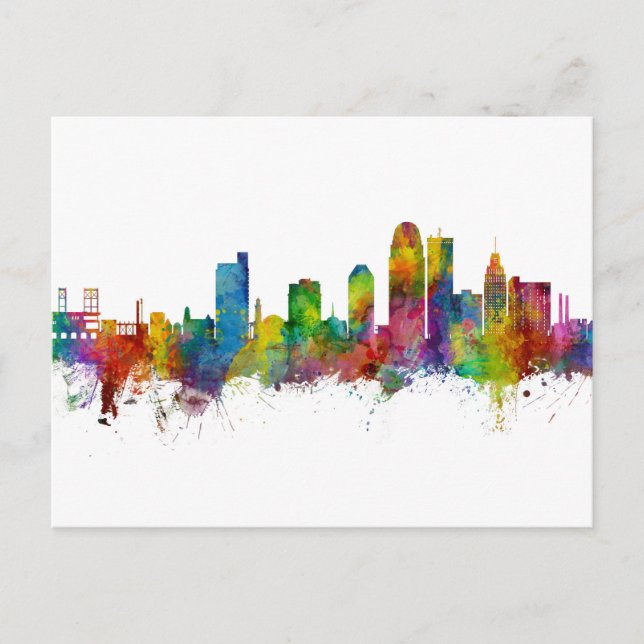 Winston-Salem North Carolina Skyline Postkarte (Vorderseite)