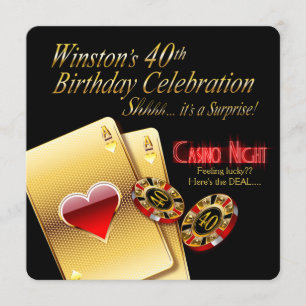 Winstons 40. Geburtstags-Vegas-Casino-Night-Party Einladung