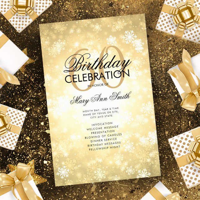 Winter 60. Geburtstag Programm Gold Wonderland Men Flyer (Von Creator hochgeladen)