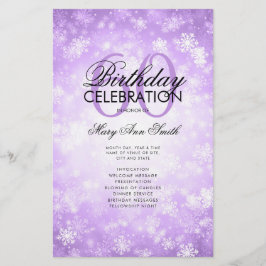 Winter 60 Geburtstag Programm Lila Wonderland Menü