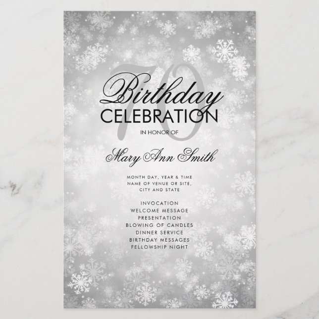 Winter 70 Geburtstag Programm Silver Wonderland Me Flyer (Vorne)