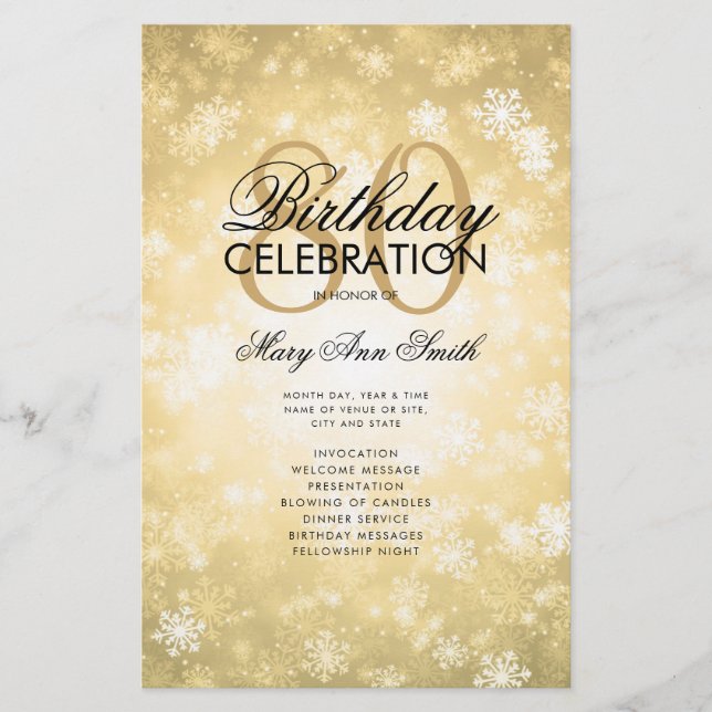 Winter 80. Geburtstag Programm Gold Wonderland Men Flyer (Vorne)