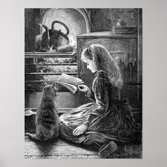 Winter Abend Vintag Illustration Poster (Vorne)